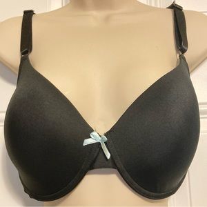 JESSICA SIMPSON Padded Classic Underwire Bra Black Teal BowWomens 40 D